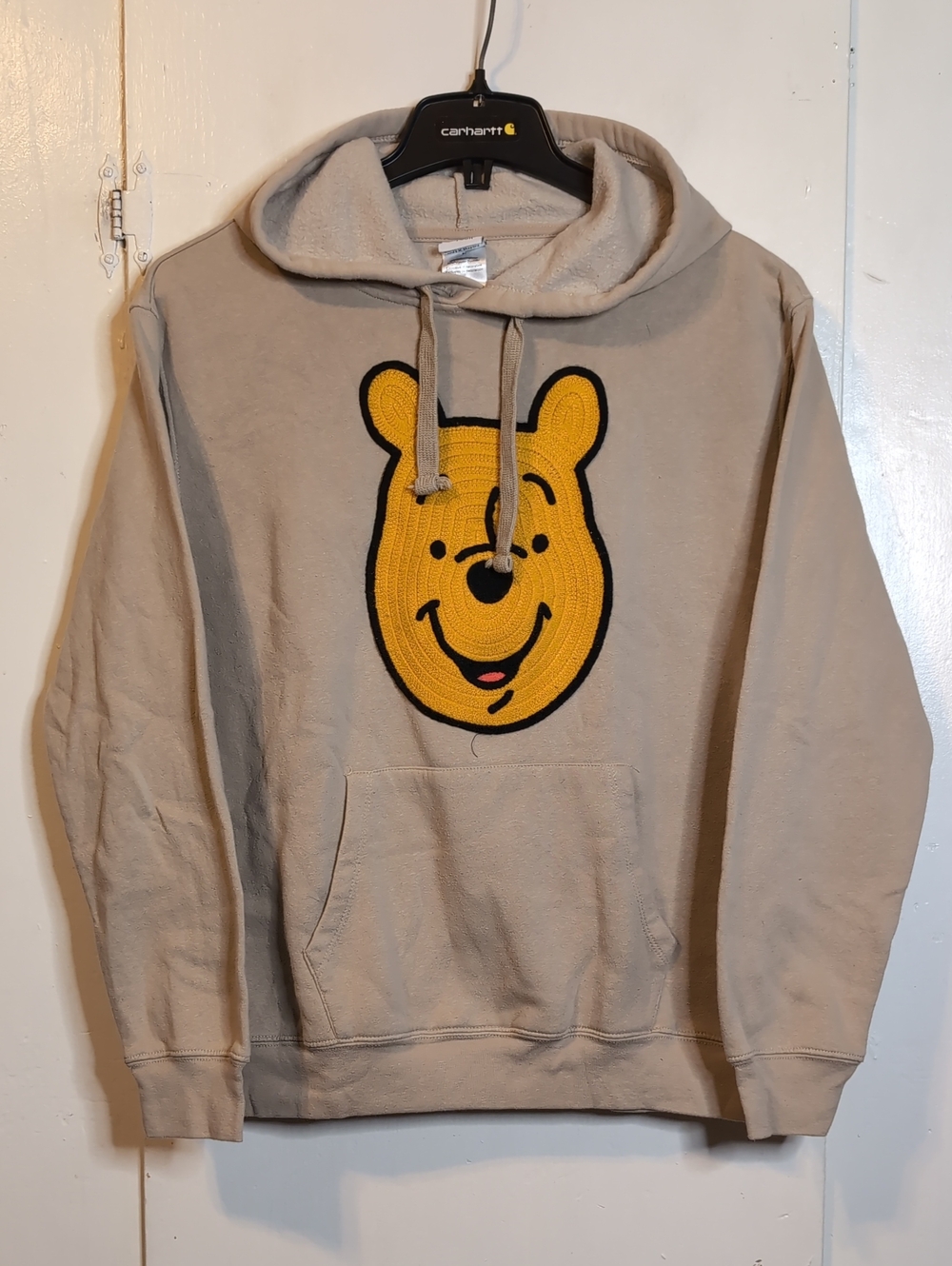 Disney Winnie the Pooh Patch Taupe Hoodie size large